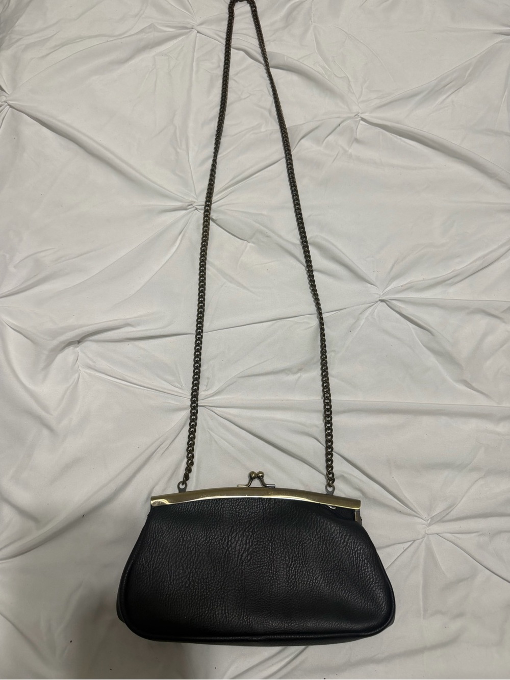 Classic Black Leather Chain-Handle Shoulder Bag